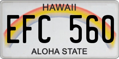 HI license plate EFC560