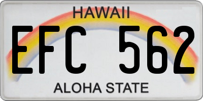 HI license plate EFC562