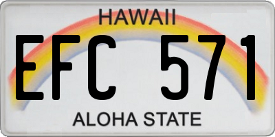 HI license plate EFC571