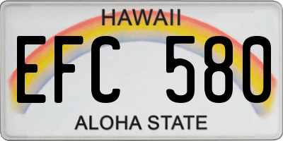 HI license plate EFC580