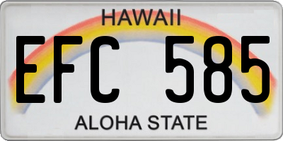 HI license plate EFC585