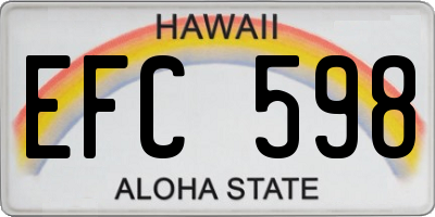 HI license plate EFC598