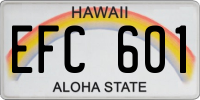 HI license plate EFC601