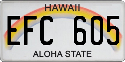 HI license plate EFC605