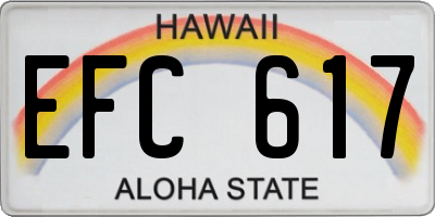 HI license plate EFC617