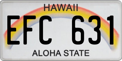 HI license plate EFC631