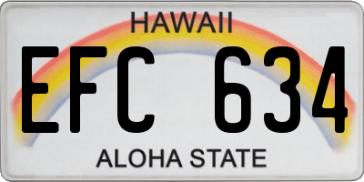 HI license plate EFC634