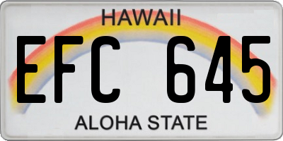 HI license plate EFC645