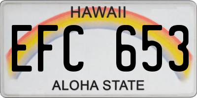 HI license plate EFC653