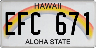 HI license plate EFC671