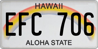 HI license plate EFC706