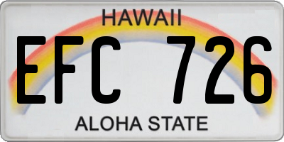 HI license plate EFC726