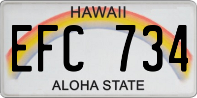 HI license plate EFC734