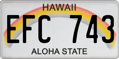 HI license plate EFC743