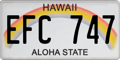 HI license plate EFC747