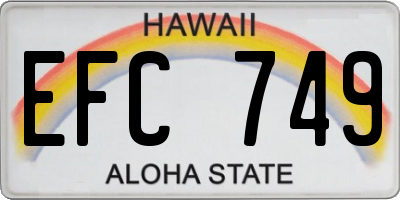 HI license plate EFC749