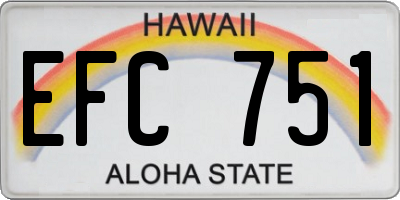HI license plate EFC751