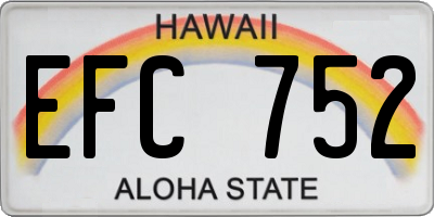 HI license plate EFC752