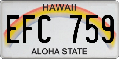 HI license plate EFC759