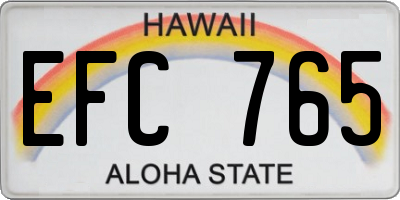 HI license plate EFC765