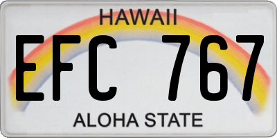 HI license plate EFC767