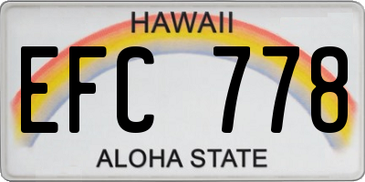 HI license plate EFC778
