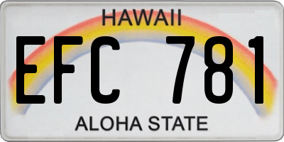 HI license plate EFC781