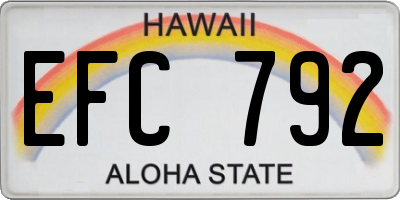 HI license plate EFC792