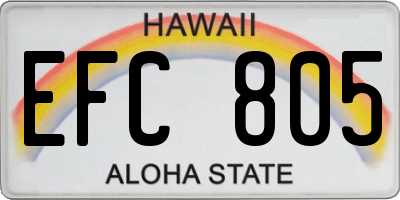 HI license plate EFC805