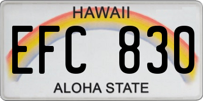 HI license plate EFC830