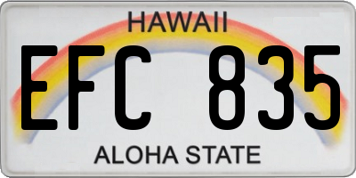 HI license plate EFC835