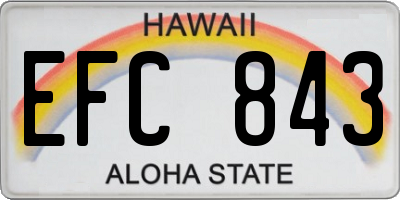 HI license plate EFC843