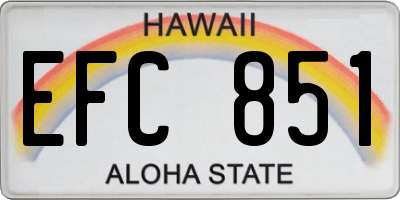 HI license plate EFC851