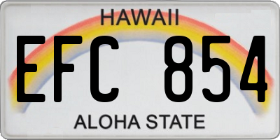 HI license plate EFC854