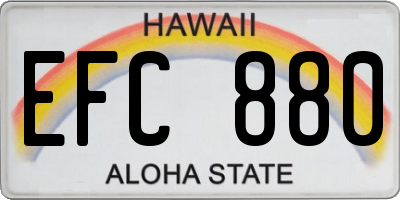 HI license plate EFC880