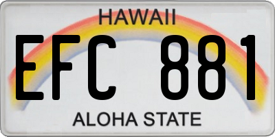 HI license plate EFC881