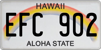 HI license plate EFC902