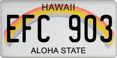 HI license plate EFC903