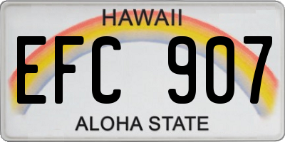 HI license plate EFC907
