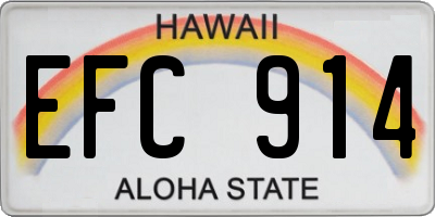 HI license plate EFC914