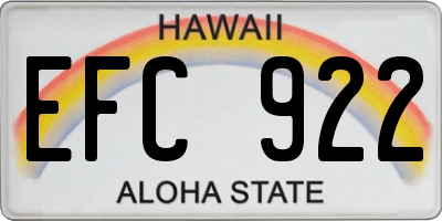HI license plate EFC922