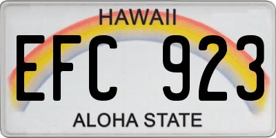 HI license plate EFC923