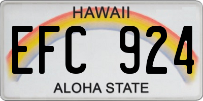 HI license plate EFC924