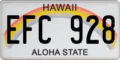 HI license plate EFC928