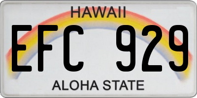 HI license plate EFC929