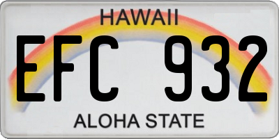 HI license plate EFC932
