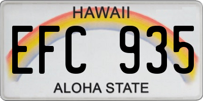 HI license plate EFC935