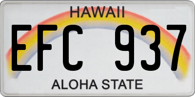 HI license plate EFC937