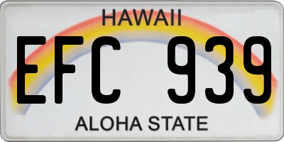 HI license plate EFC939