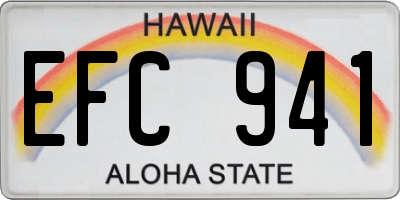 HI license plate EFC941